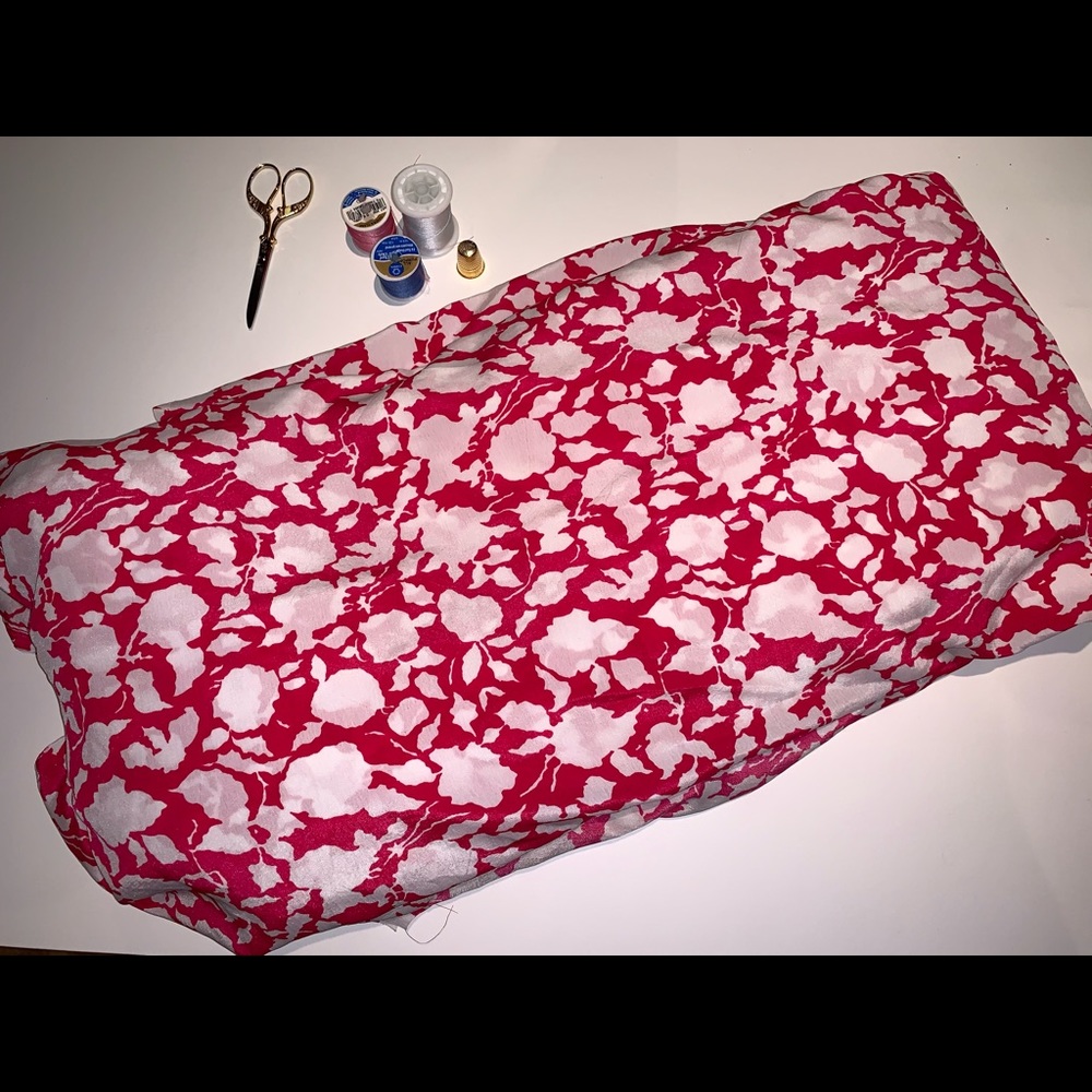 Pink Polyester Floral Fabric